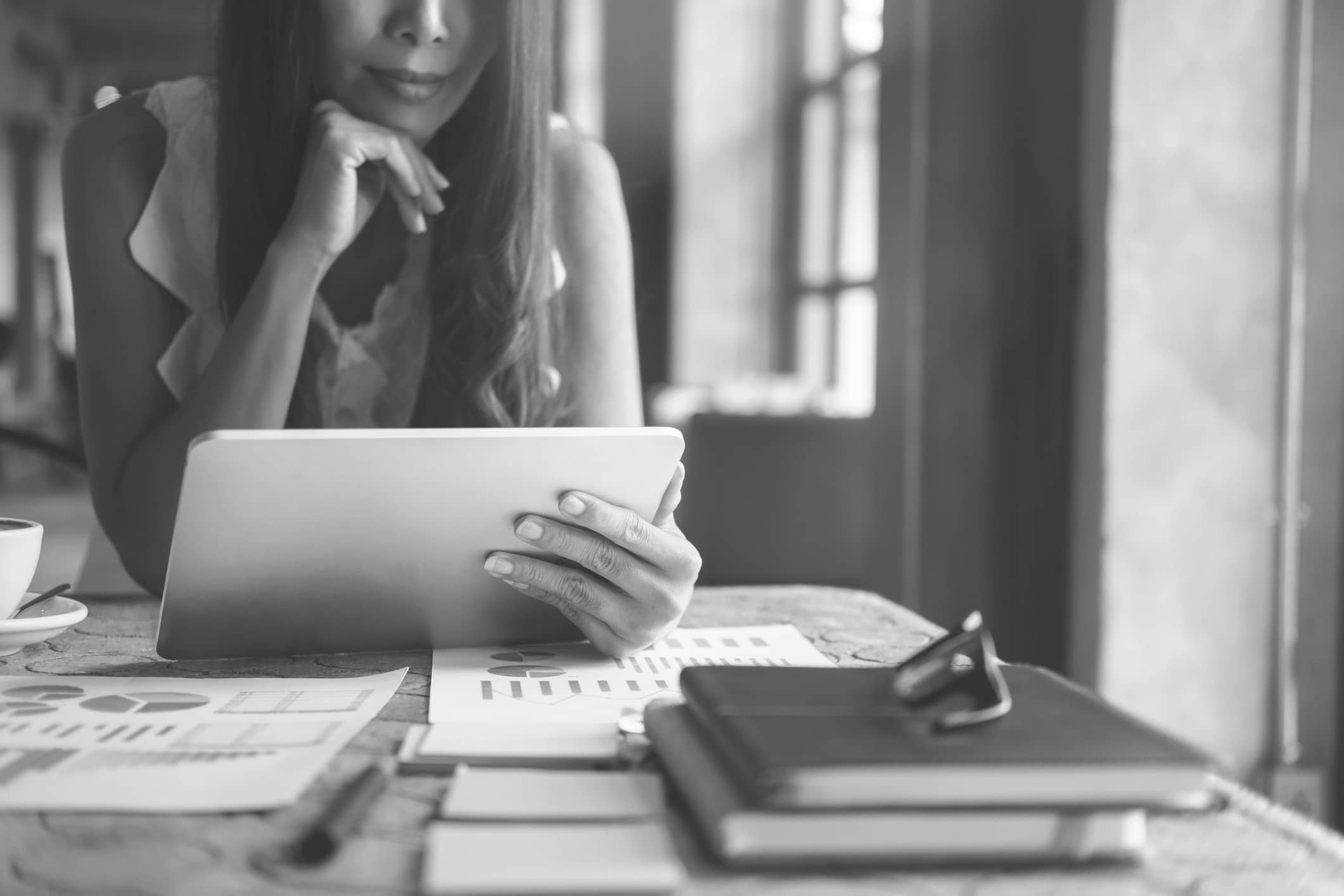 Businessman analyse investment marketing data.