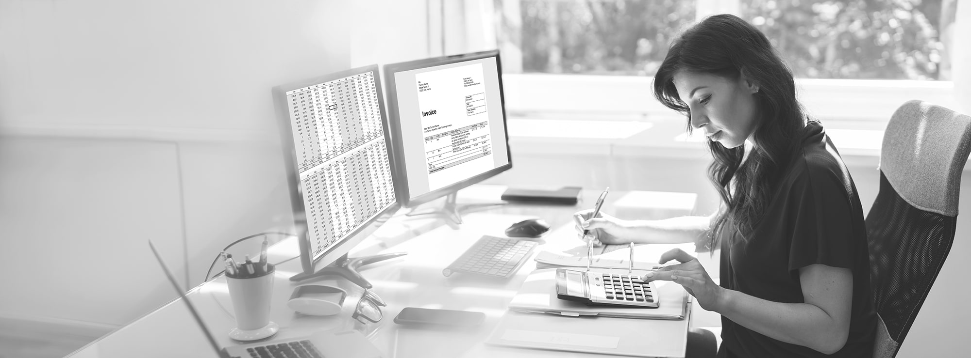 Accountant Using E Invoice Software At Computer