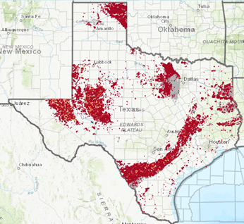 Map of horizontal wells that have been drilled in Texas alone from 2000-present.