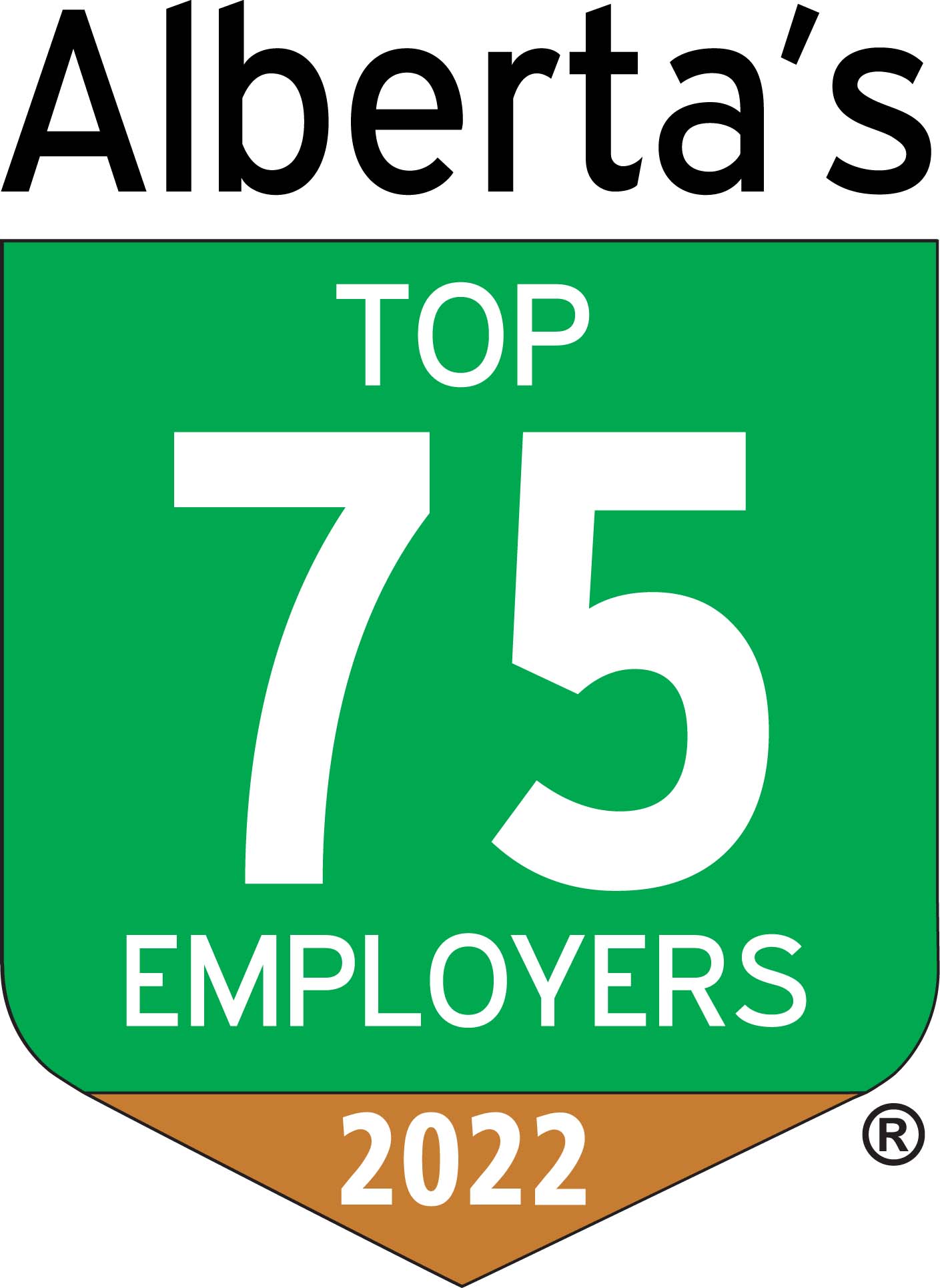 Badge for Alberta's Top 75 Employers of 2022