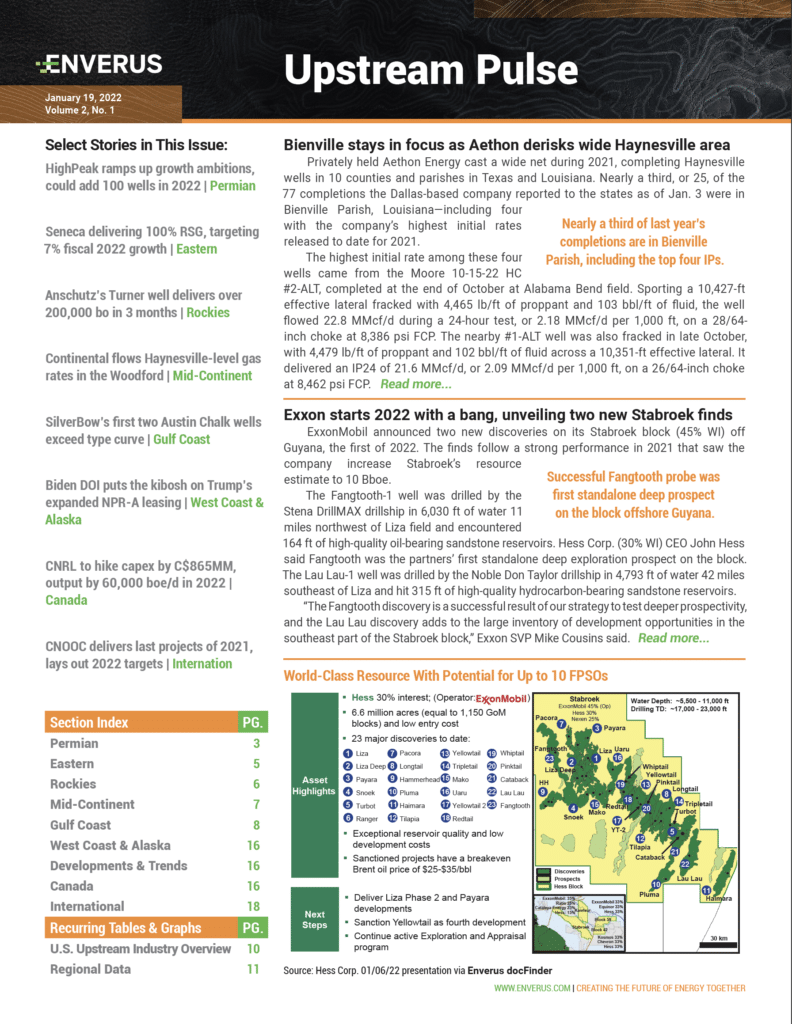 Upstream Enverus Pulse Report [January 2022] - ENVERUS |