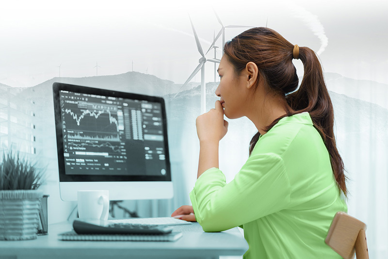 wind-power-energy-woman-trader-stock